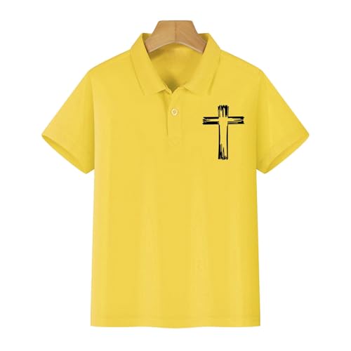 Teen Kids Aesthetic Polo Shirts Cross Print Tennis Tops for Tween Boys Girls Short Sleeve School Uniform Collared Tops3