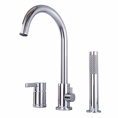 Robinet de baignoire 3 trous avec mitigeur de baignoire et pomme de douche