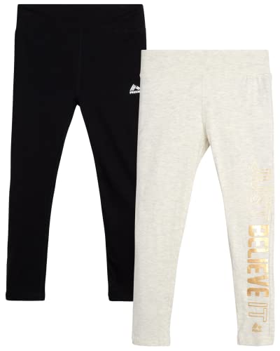 RBX Girls Athletic Leggings - 2 Pack Cotton Stretch Leggings for Girls and Kids Tights - Workout Girl Yoga Pants (4-16)