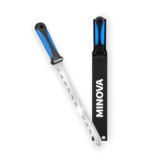 MINOVA Insulation Knife with Sheath Stainless Steel Blade 11” Double Sided Insulation Cutter for Cutting Mineral Wool Insulation Sod Cutter Garden Knife for Lawn Repair