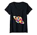 Donna Saturn pianeta Jigsaw Puzzle autismo Maglietta con Collo a V