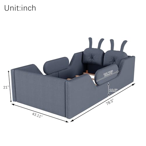 Image of Twin Size Kids Floor Bed Frame, Upholstered Montessori Platform Bed W /Removable Rails Cute Daybed Frame for Girls Boys, No Box Spring Required,Grey