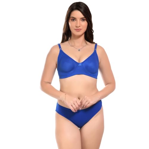 Image of SGC Women Cotton Blend Lingerie Set||Lightly Padded Wirefree Bra & Panty Set||Bridel Set for Women & Girls
