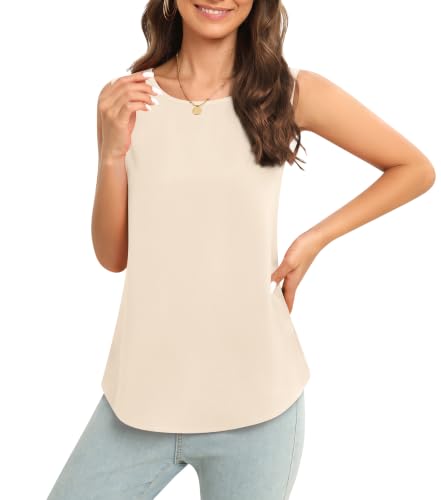 Image of Women's Sleeveless Chiffon Tank Top Business Casual Blouse Tunic Top