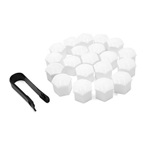 CLTYQ Wheel Nut Covers White Plastic Wheel Lug Bolt Cover Caps 17mm with Removal Tool 20pcs for Car Cover