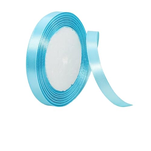 SkyBlue Ribbon 10mm for Gift Wrapping 22M,SkyBlue Satin Ribbon 10mm Thick for Crafting Cake,Hair Bow,Polyester Ribbon Christmas Decoration,Wedding Car Decor
