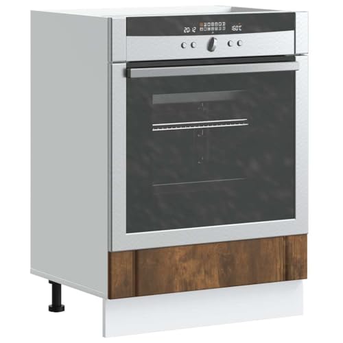 Qnhdfrt Smoked Oak Oven Housing Unit 60 x 46 x 81.5 cm Engineered Wood Tall Kitchen Cabinet Adjustable Feet Compact for Kitchen Storage and Pantry