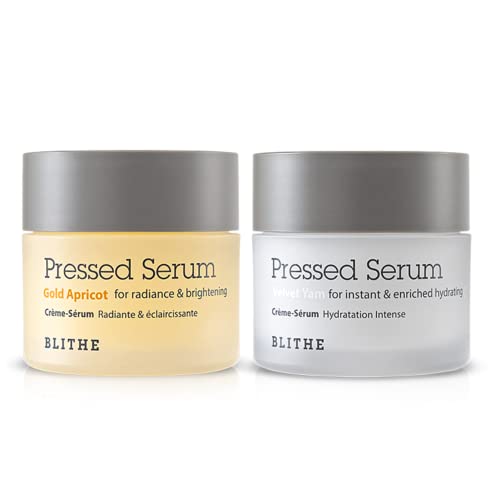 Blithe Pressed Serum Gold Apricot & Velvet Yam - 2 Face Serums with Deep Nourishment and Moisture for Dry Skin, Apricot Niacinamide for Dark Spots & Velvet Shea Butter for Instant Skin Repair