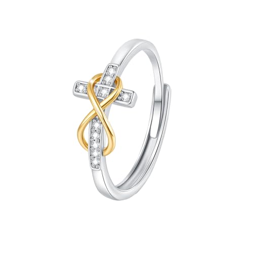 Infinity Cross Rings for Women Adjustable Rings Christian Jewelry Birthday Christmas Gifts for Women Friends