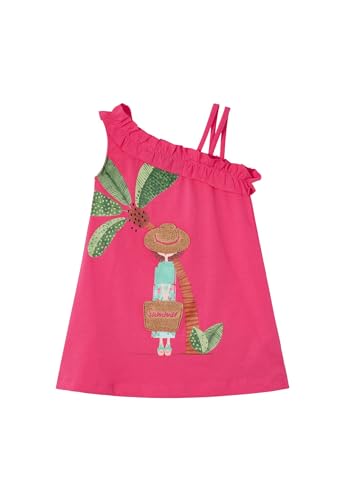 Robe asymétrique fille Mayoral teinte pivoine avec coupe fluide