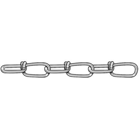 Chain, Dbl, SS, Sz 2/0, 255 Lb Load, 100 Ft