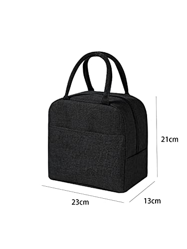 Image of HYLOL Women and Kids Nylon Insulated Portable and Reusable Lunch Bags Travel Leak Proof Hot and Cold Lunch Bags for Office, College, Picnic and School (Black)
