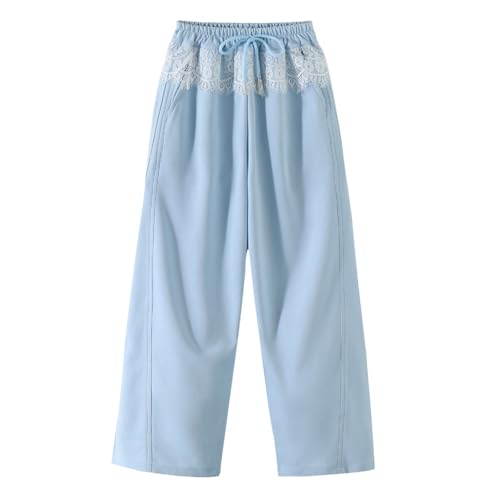 Girl's Elastic Waist Baggy Sweatpants Wide Leg Casual Loose Pants Active Joggers for Girls Size 4-12 Years3
