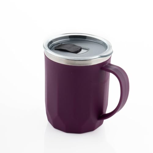 Image of Clazkit Travel Leak Proof Coffee Mug | Stainless Steel Coffee Tumbler | Spill-Proof Lid | Hot & Cold Vacuum Mug for Office, Travel & Car- 400ml - Purple