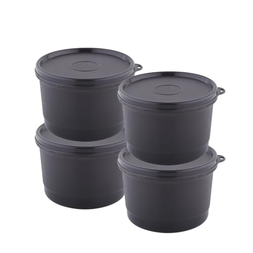 Image of ATTRO Set of 4 Micron Stainless Steel Double Wall Storage Containers Airtight & Leak Proof Containers for Office Use, School, Picnic, 550ml -Black