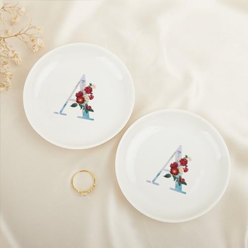 Coupelle à bijoux céramique blanche initiale A pour table de chevet et coiffeuse Madame - 5