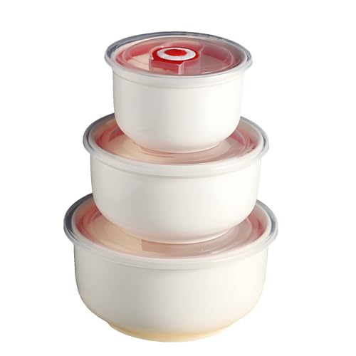 Keramik Schüssel mit Deckel,3-Teiliges Nesting-Schüssel-Set,Ofenfest...