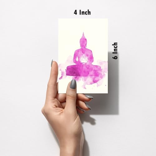 Image of SiddArtify Serene Buddha Art Print Set - Watercolor - Ink - Digital Paintings - Set of 2-4x6 Inch - Board (Pack of 6) - Sticker (Pack of 6) Wall Room Decoration art Poster Prints