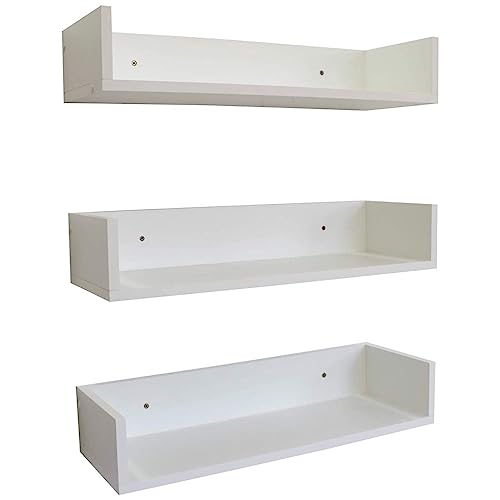 3 Prateleiras 50cm x 20cm x 11,5cm para livros e decoração - MDF Branco