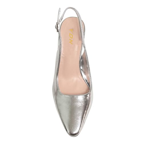 YDN Womens Slingback Closed Almond Toe Block Crystals Heel Pumps Backstrap Buckled High Heels Shoes for Daily Shopping Dress Size 4-16 US4