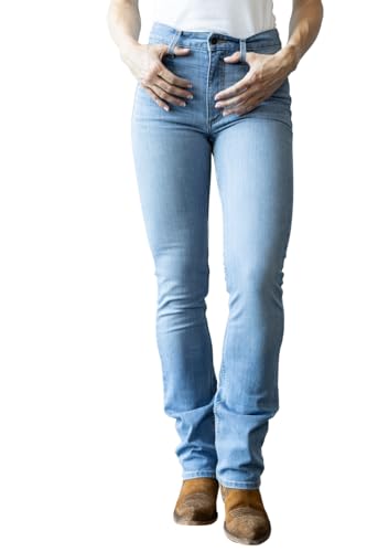 Kimes Ranch Women's Sarah Casual Durable Western High Rise Waist & Slim Bootcut Light Wash Tri-Blend Denim Jeans