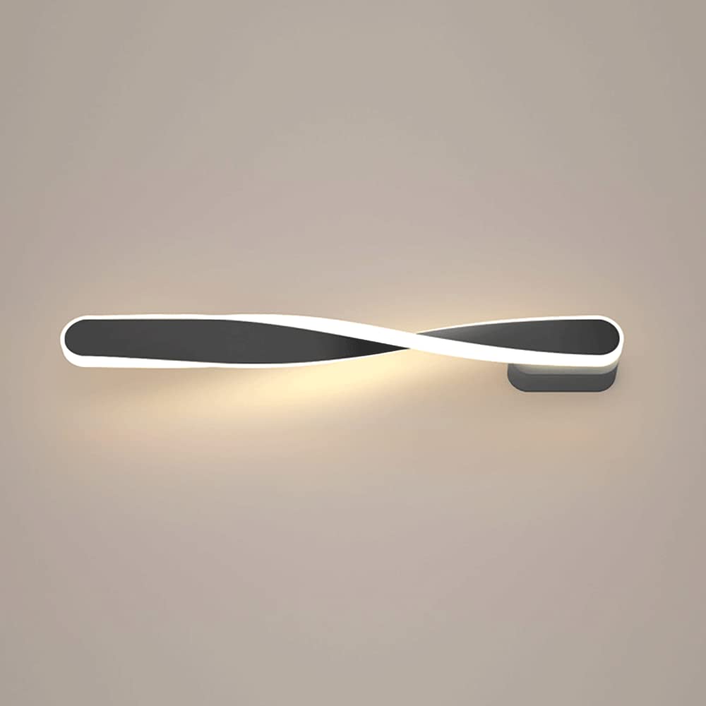 MESOVFCA Ultra-Thin Spiral LED Wall Light - Stylish Metal Long Strip Sconce White Silicone Shade for Home and Office(Dark,Large)