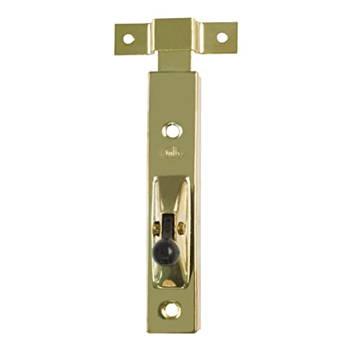 Amig - Set de 2 Pasadores de Sobreponer - 75 x 14 mm - Adecuado en Puertas de Paso de Madera - Cierre Automático Vertical - Pestillo para Baño, Dormitorio - Cerrojo de Seguridad - Acero Dorado