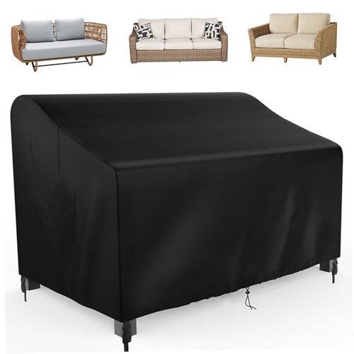 Funda para banco de exterior impermeable negra 135x66x89 cm con cordón ajustable 2