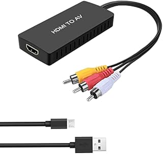 RuiPuo HDMI to AV Converter HDMI to Video Audio Adapter Supports PAL/NTSC Compatible for Roku Streaming Stick, Fire Stick, Apple TV, DVD, Blu-ray Player, HD Box ect (HDMI to RCA Converter)
