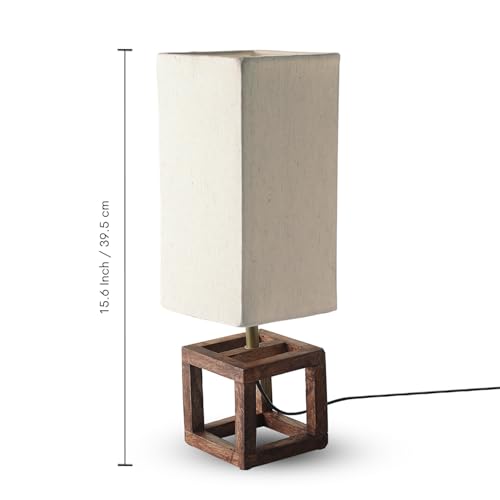 Image of ExclusiveLane 'Aura Light' Mango Wooden Table Lamp for Bedroom Living Room Home Decoration & Bedside Lamp Bed Lamps for Side Table Side Lamp for Bed Room (39.5 Cm, Without Bulb, Handcrafted)