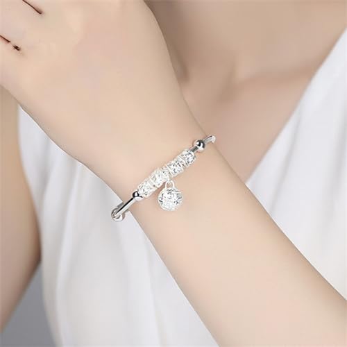 Silver Plated Beads Bangle Bracelet Transfer Lucky Beads Bracelet Cuff Open Design Silver Bells Palace Bell Bracelet Adjustable Bangles for Women2