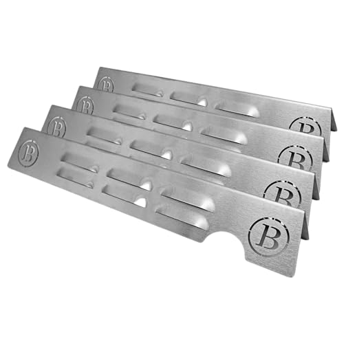 BABOSSA® Flammschutz aus massivem Edelstahl - Ersatzteil für Weber Genesis | rostfrei & titanstabilisiert durch V4A Edelstahl | Made in Germany | 4er Pack
