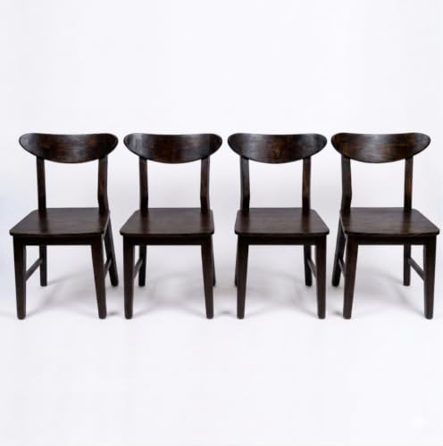 Image of Solid Sheesham Wood Dining Chair | Wooden Back Cut Dining Chair Set of 4 | Chairs for Dining Room | Study Room | Office | Finish Color - Walnut Finish |