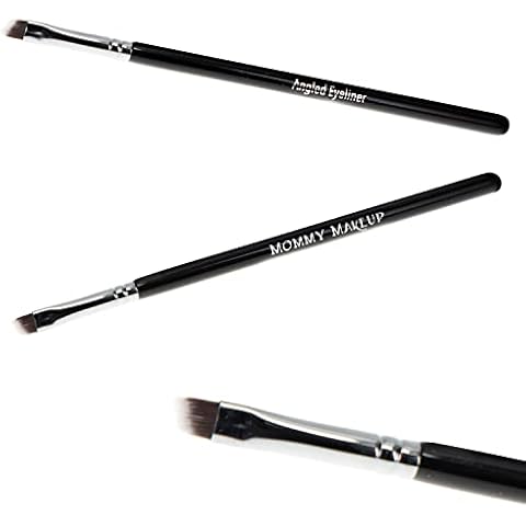 Angled Eyeliner Brush (1 Pc) Soft Premium Synthetic Vegan Bristles, Ultra Thin Slanted Fine Eye Liner Brush, Cruelty Free by Mommy Makeup Cover
