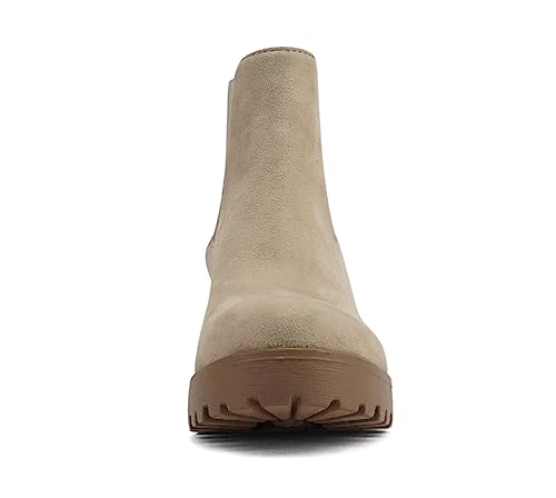 Image of Soda Top Shoes Jaber Ankle Boot W Lug Sole Elastic Gore and Chunky Heel
