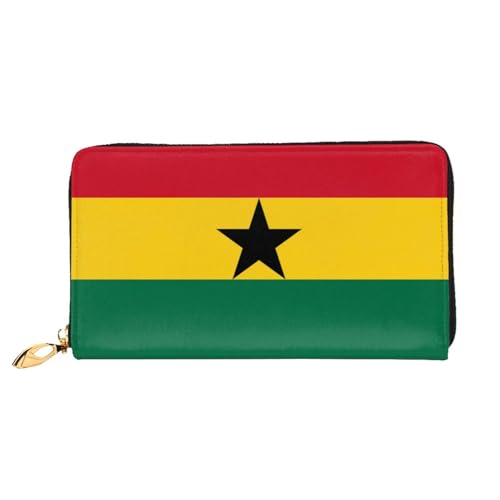 Flag of Ghana Women's Wallet Long Zip Around, Premium Vegan Leather Wallet with 12 Card Holders, Large Capacity,Gift Ready Packaging