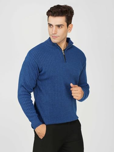 Image of LOQUE Men's Wool Blend Selection Sweater Half Zip High Neck Pullover Warm Casual Winter Wear for Office and Travel