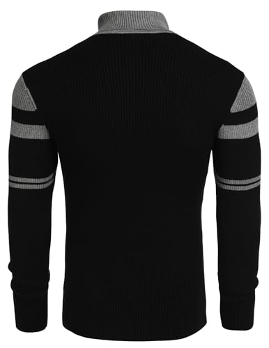 Image of COOFANDY Mens Ribbed Slim Fit Knitted Pullover Casual Turtleneck Sweater