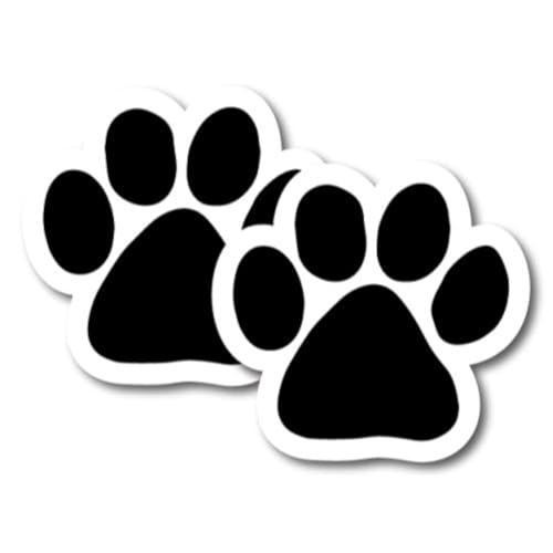 Image of Black Pawprint Pup Car Magnet 5 Inch 2 Pack, Dog Lover Gift | Heavy duty magnetic decal for car, truck, SUV or fridge, full color UV printed