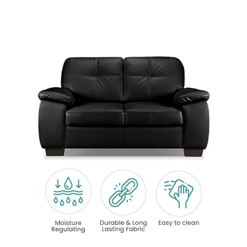 Image of Torque Antos Leatherette Sofa Set 2 Seater-Black | Two Person Sofa Couch with Cushioned Seating | 2 Seater Sofa for Home Office Furniture Festival Gifts
