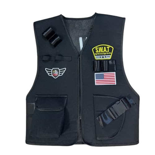 Ensemble De Costume Police Sac À Rangement Fête Thème Gilet Pare-Balles S.w.a.t. Kit Tactique Pour Enfant Lampes Poche Talkies-Walkies Veste Protection...