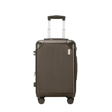 Mala de Viagem de Bordo 10Kg Zíper EXPANSÍVEL Padrão ANAC Rígida Rodas duplas 360° Porta Copo Cadeado AntiFurto Resistente Espaçosa (Marrom)