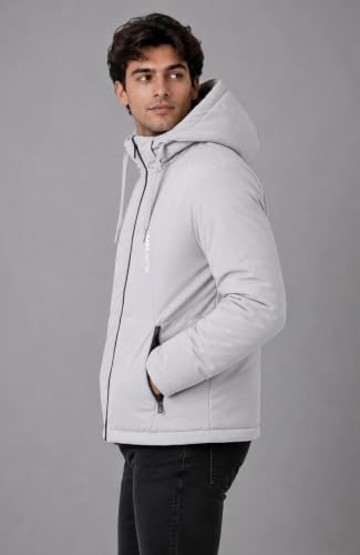 Image of SANE Men's Hooded Puffer Jacket, Quilted Winter Coat, Warm and Lightweight, Detatchable Cap