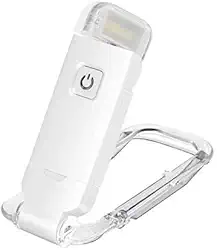 HONWELL Luz de leitura de LED recarregável, 3 níveis de brilho, luz de marcador de página regulável para proteção ocular, lâmpada de leitura portátil para leitores ávidos, viagens (branca)