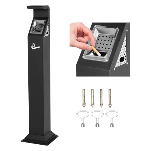 Image of AIWFL Commercial Trash Disposal with Removable Inner Barrel, Lock Design, Standing Metal Ash Receptacle for Outside Sidewalk Office Restaurant Bar Convenience Store