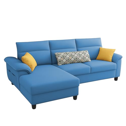 Image of Casaliving Seams LHS 4 Seater L Shape Sofa for Living Room (Turquise Fabric) Premium Fabric Sofa