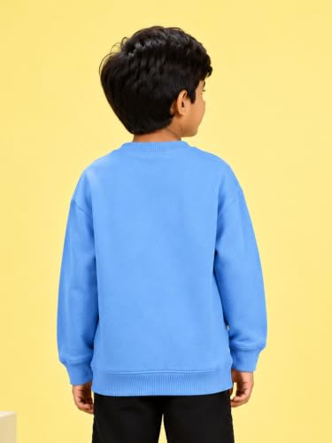 Image of KiddoPanti Boys Solid Round Neck Full Sleeve Fleece Sweatshirt | 60% Cotton 40% Polyester | Soft Warm Winter Pullover | Ribbed Cuffs & Hem | Casual Winter Sweatshirt for Kids