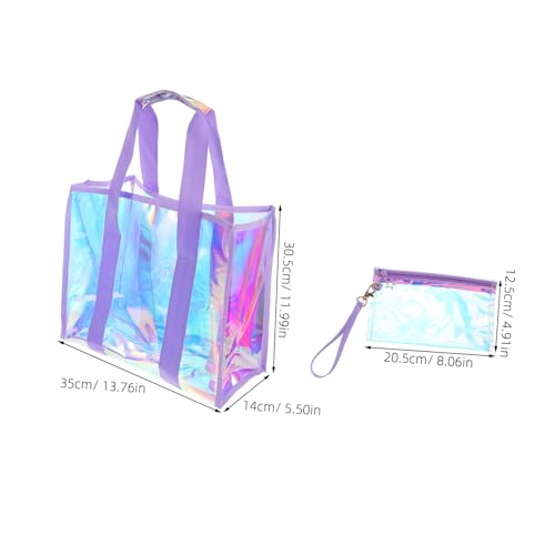 Large Mesh Beach Bag for Women Iridescent Pvc Irideshoulder Bag Storage Tote for Outdoor Adventures2