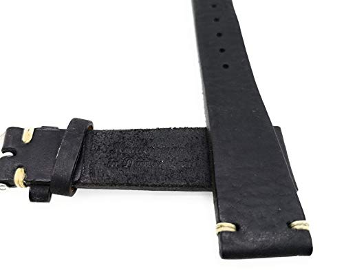 Fluco Hunter Vintage skórzany pasek do zegarka czarny 19 mm Made in Germany