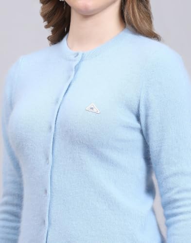 Image of Monte Carlo Women Regular Fit Full Sleeve Solid Round Neck Winter Cardigan (Pack of 1)